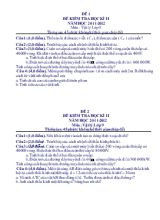 Đề 1 đề kiểm tra học kì II năm học 2011-2012 môn  Vật lý lớp 9